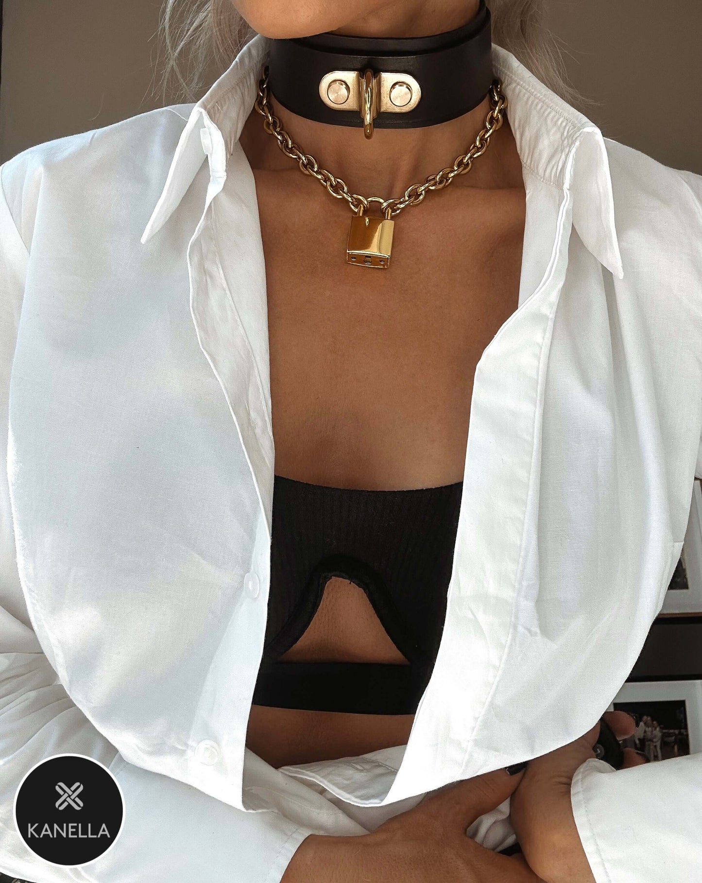 Kanella Leather Kharis Chain Necklace