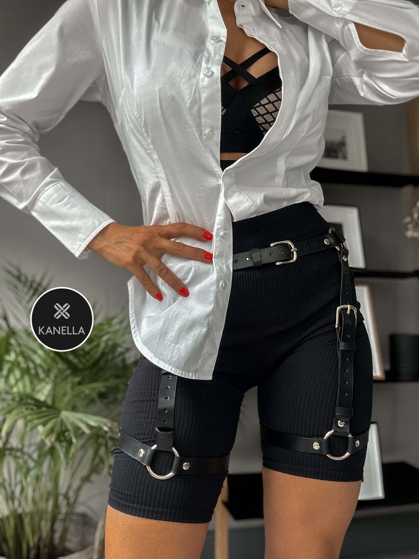 Hera Leather Leg Garter Belt - Kanella Leather