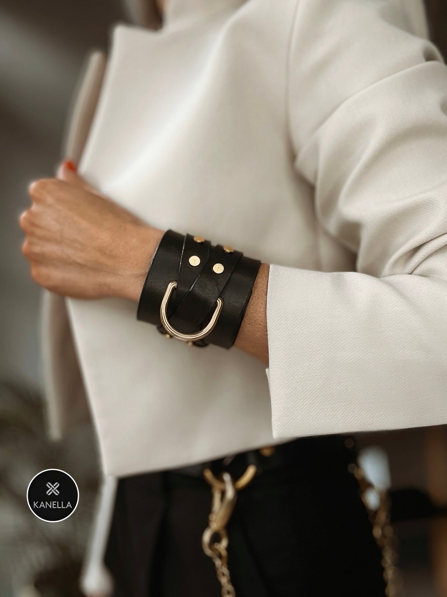 Adonica Leather Cuff - Kanella Leather