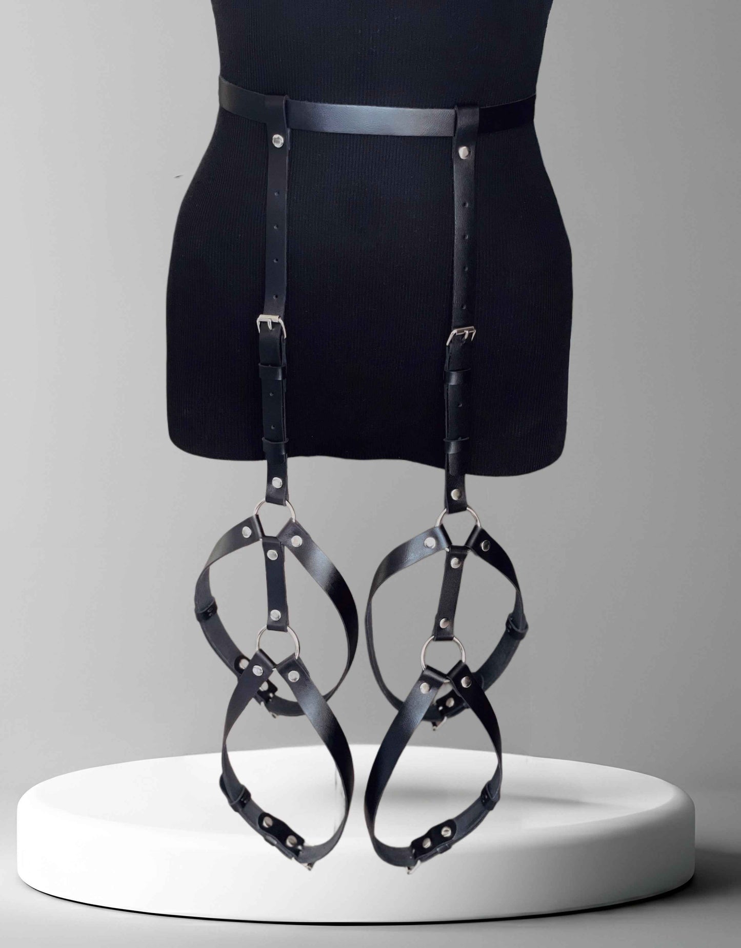 Kanella Leather Zoe Double Leather Leg Garter Belt