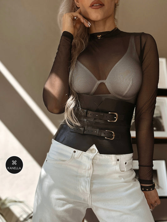 Antigone Leather Corset Belt - Kanella Leather