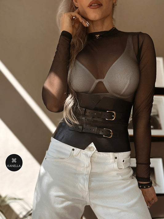 Antigone Leather Corset Belt - Kanella Leather