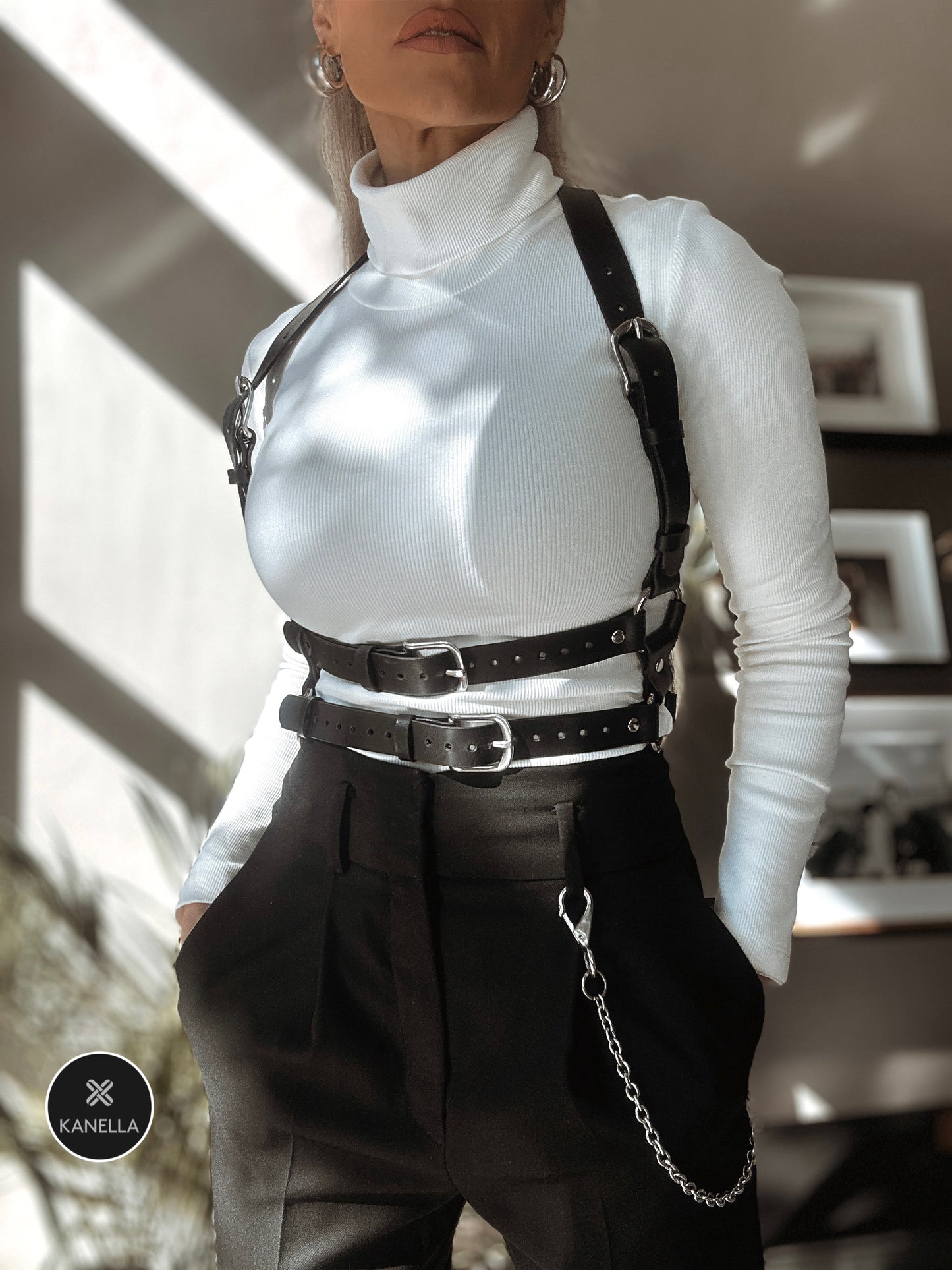 Onyx Chest Harness - Kanella Leather