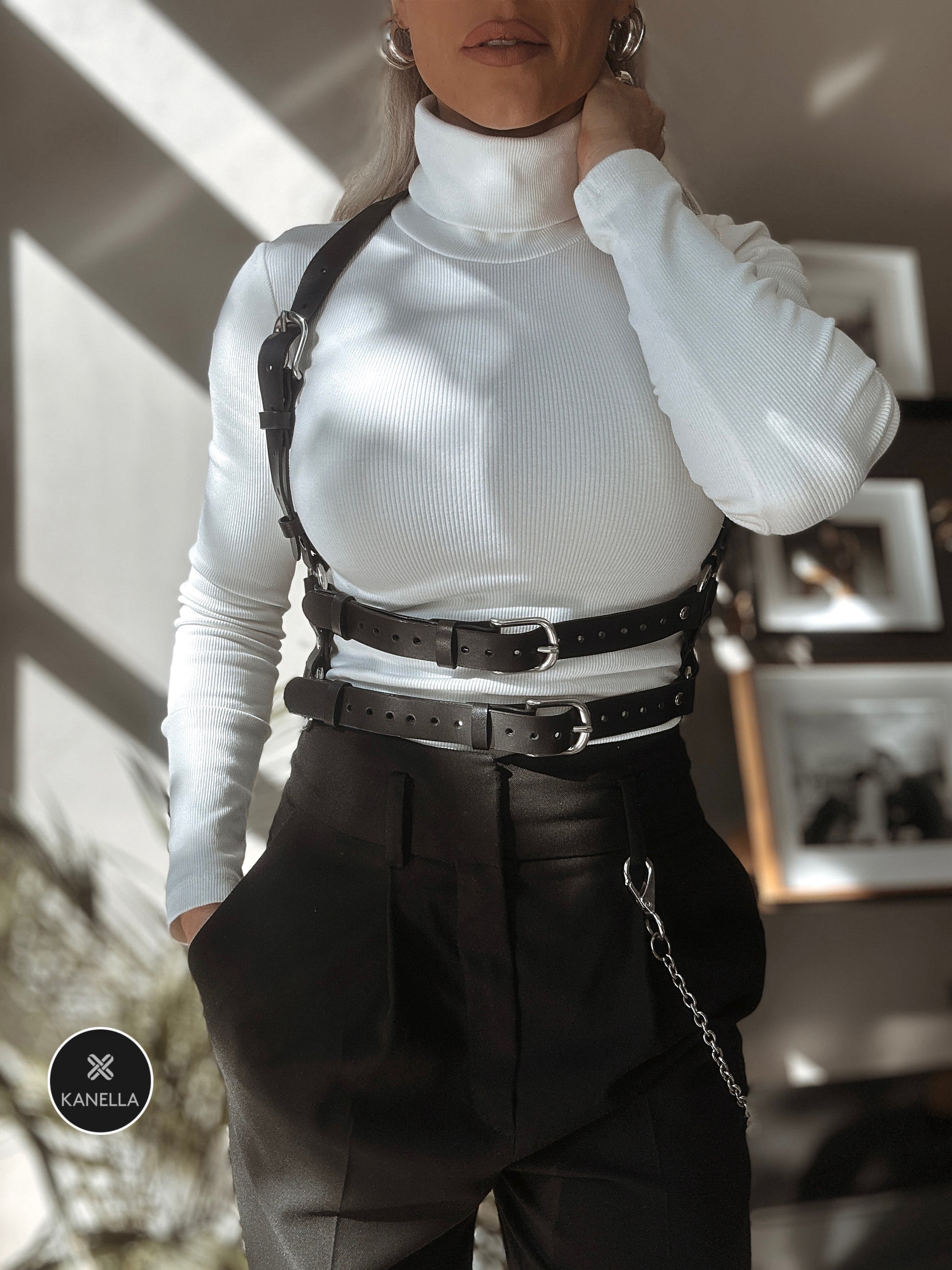Onyx Chest Harness - Kanella Leather