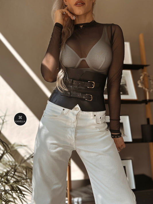 Antigone Leather Corset Belt - Kanella Leather 