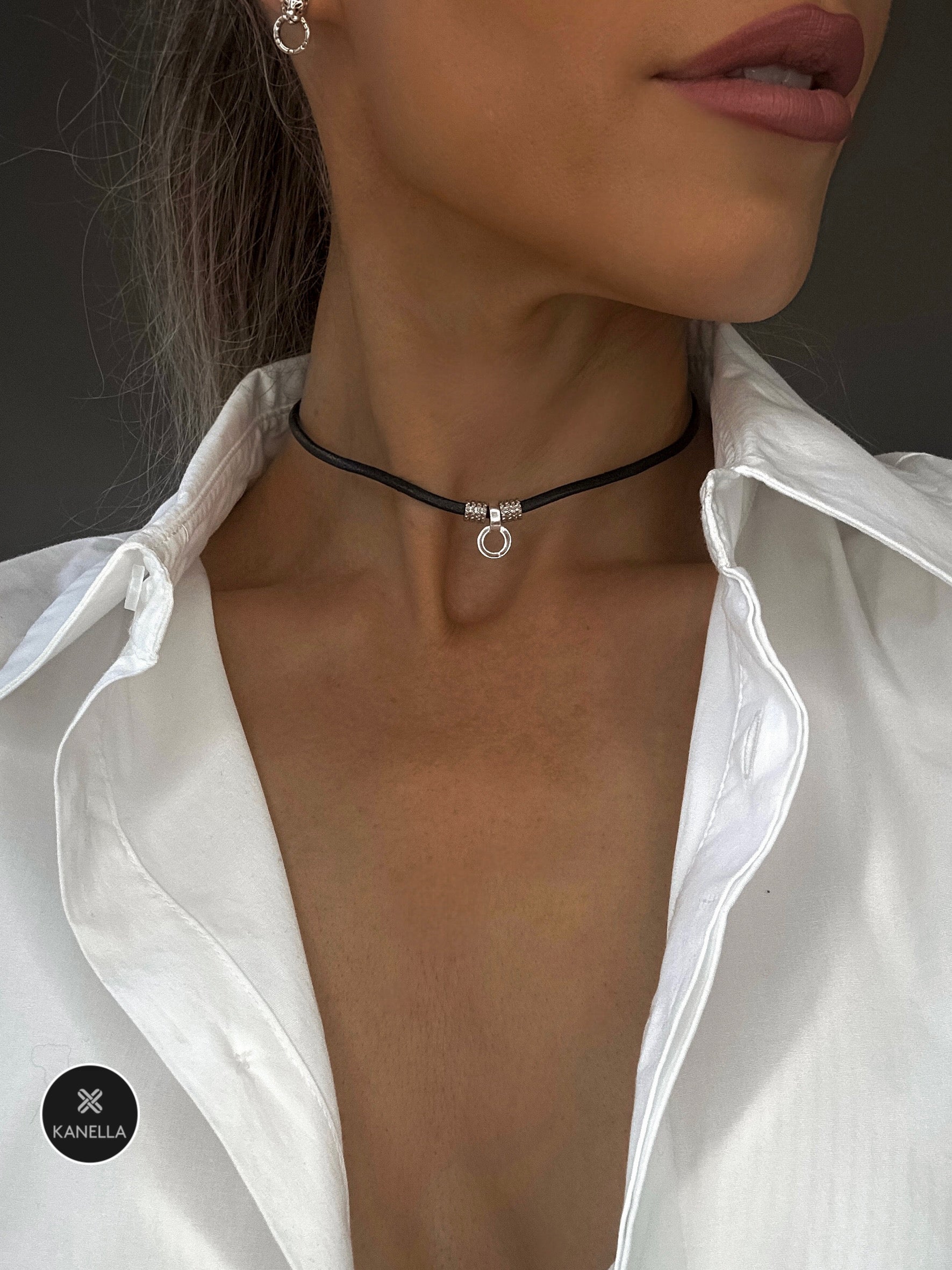 Selene Choker Necklace - Kanella Leather
