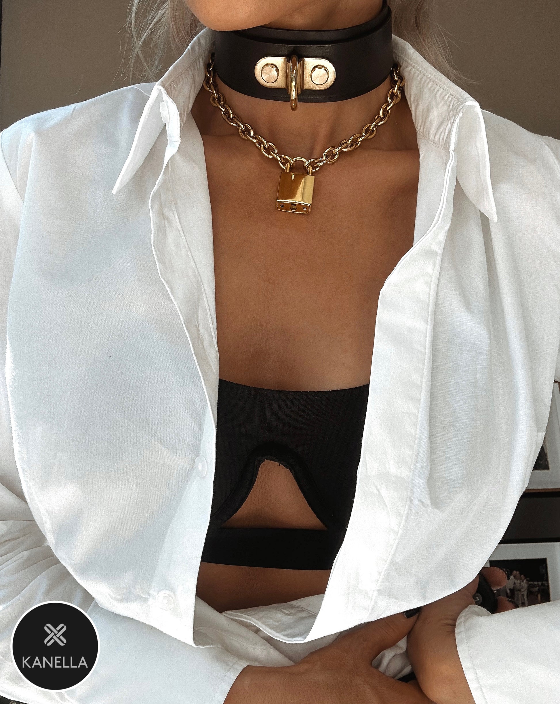 Iokaste Leather Choker - Kanella Leather