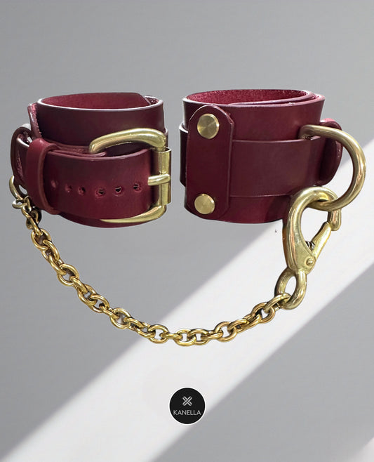 Athanasia Handcuffs dark red - Kanella Leather