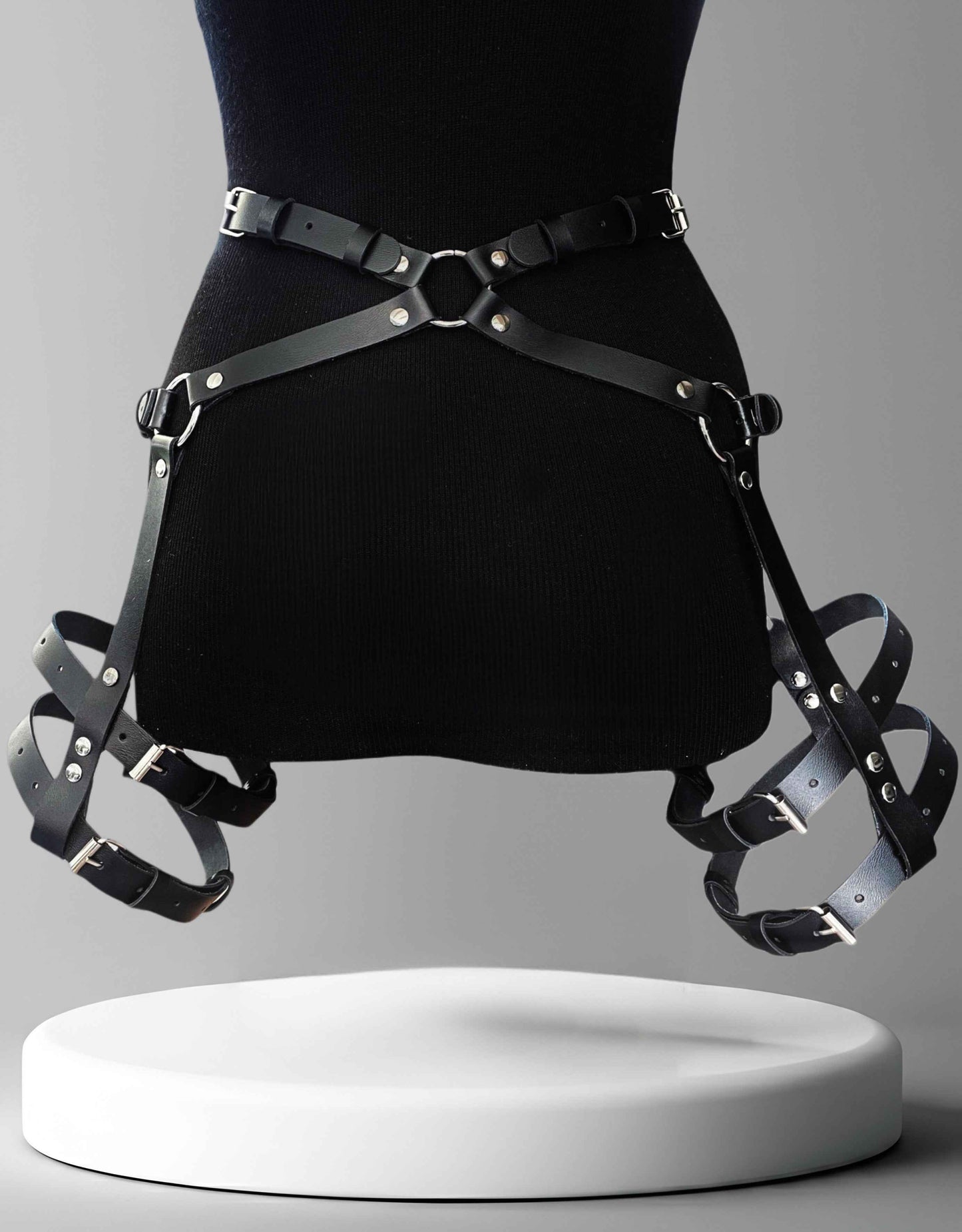 Kanella Leather Aria Leather Leg Garter Belt