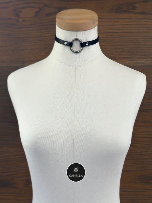 Petite Ines leather choker - Kanella Leather