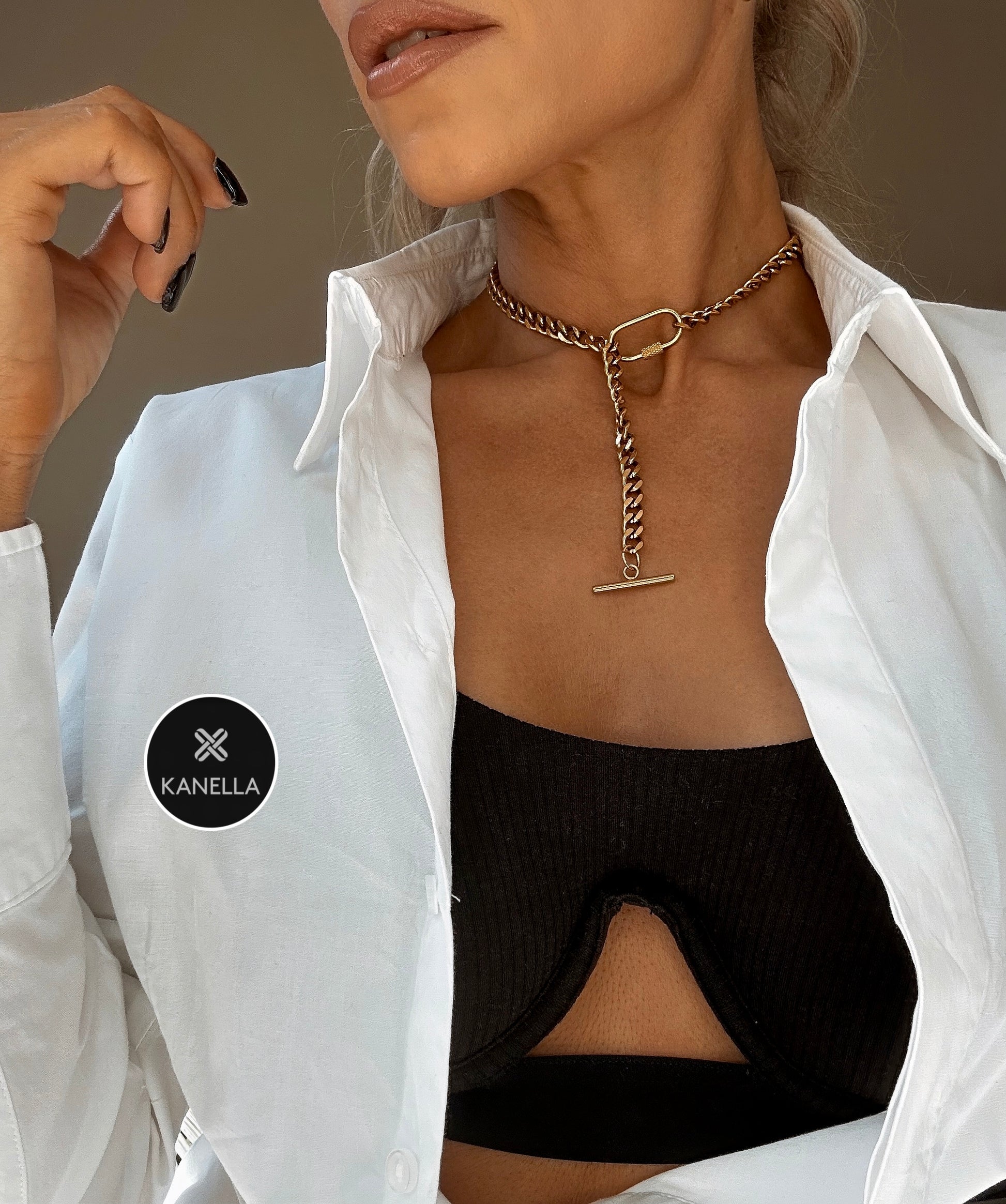 Adira Chain Necklace - Kanella Leather