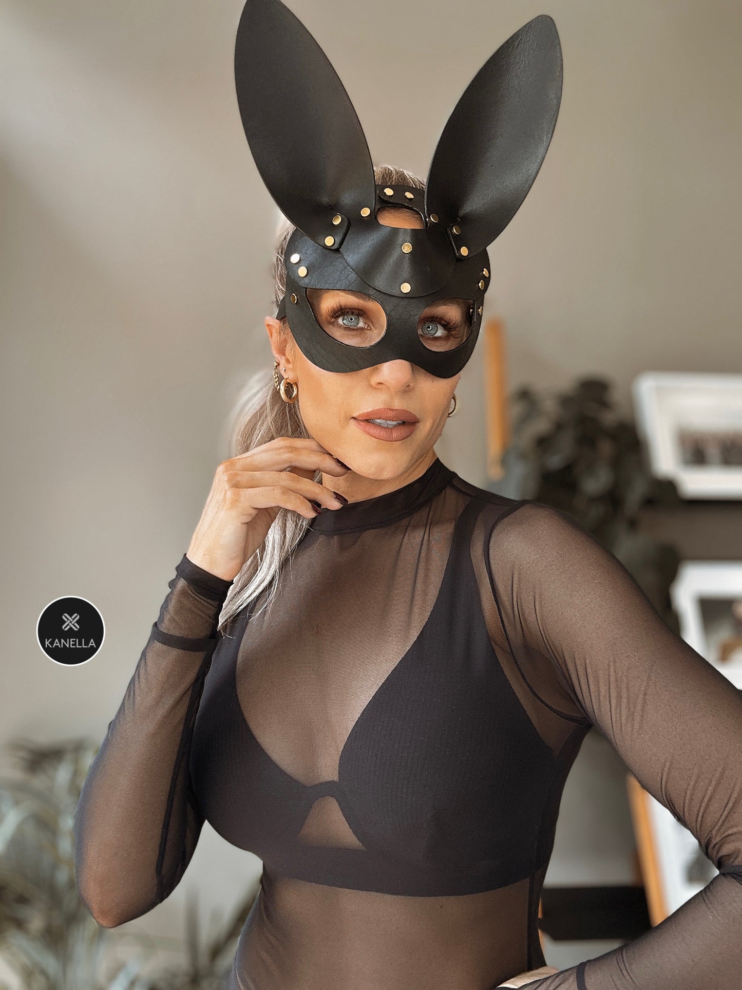 Elektra Rabbit Mask - Kanella Leather