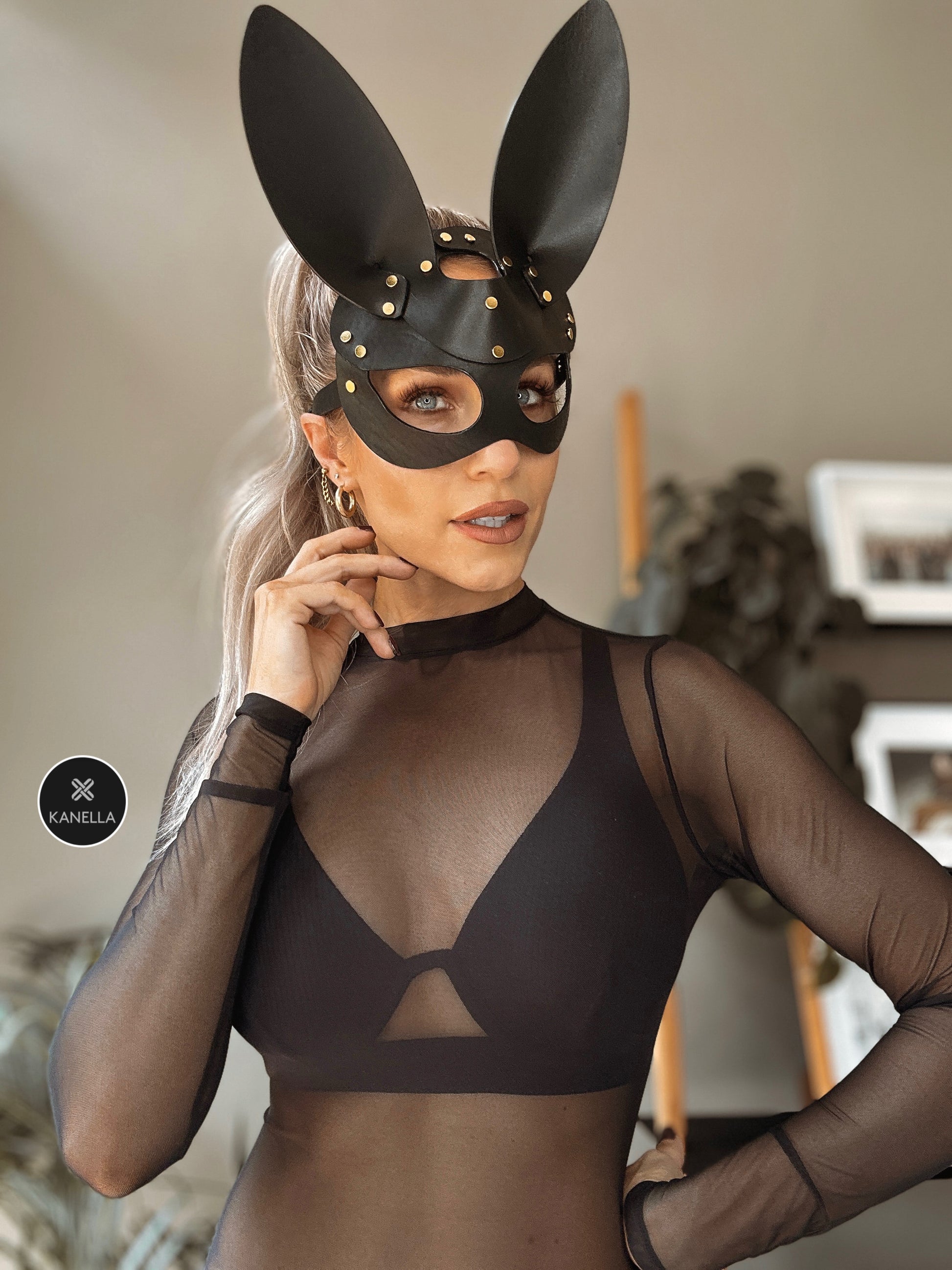 Elektra Rabbit Mask - Kanella Leather